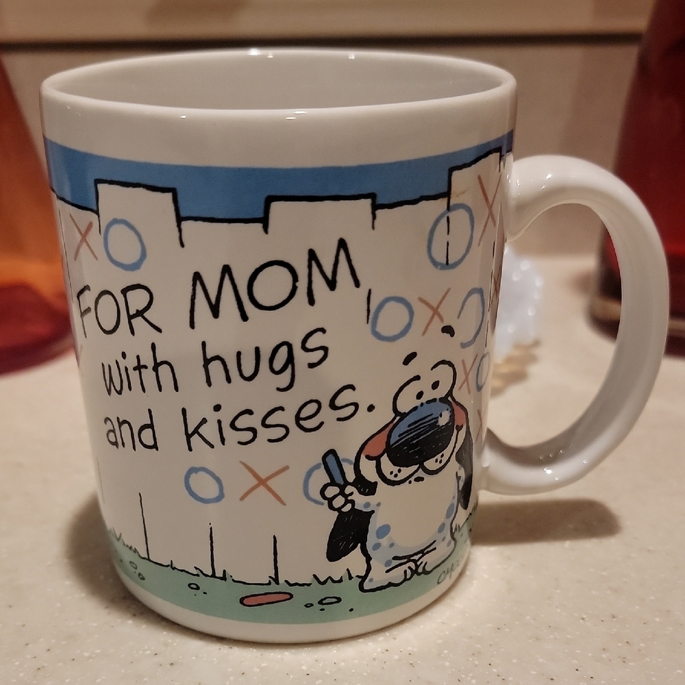 Hallmark Blue and White Mom Hugs Mug